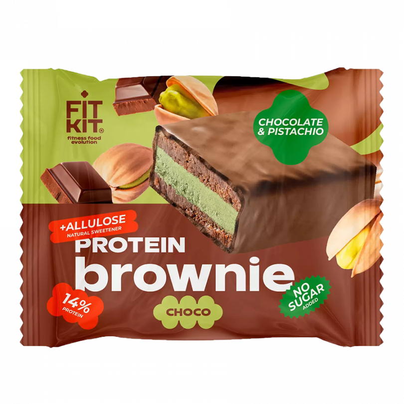 Протеиновое пирожное Брауни "Шоколад-Фисташка" FitKit